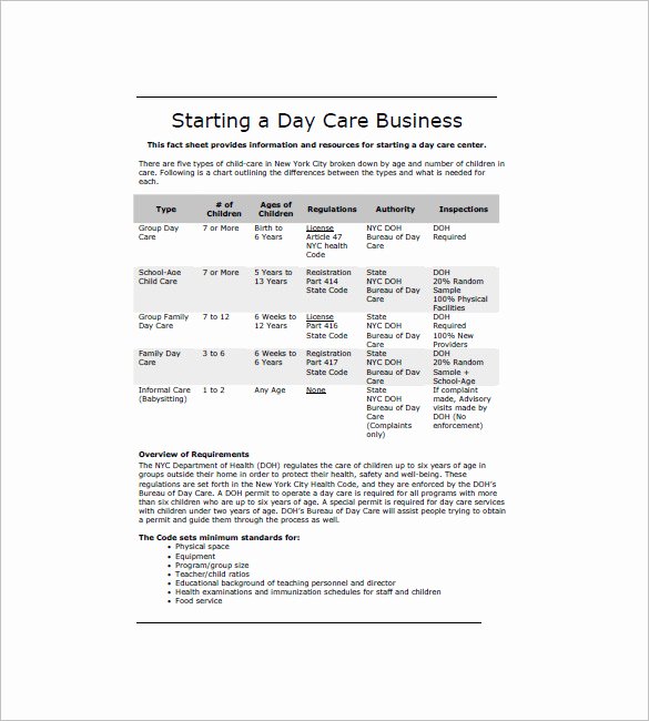 Daycare Business Plan Template Free Download Fresh Daycare Business Plan Template 14 Free Word Excel Pdf