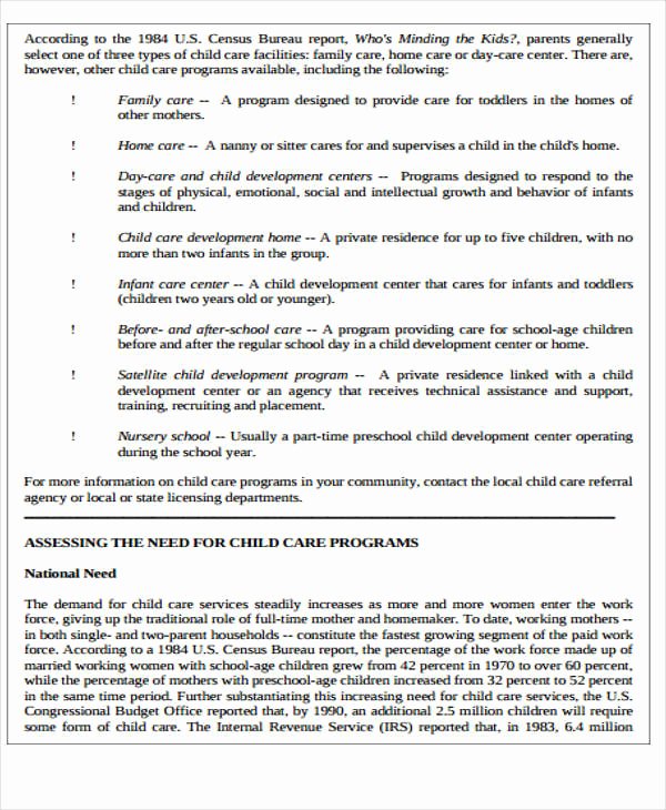 Daycare Business Plan Template Free Download Lovely 8 Child Care Plan Templates Word Pdf format Download