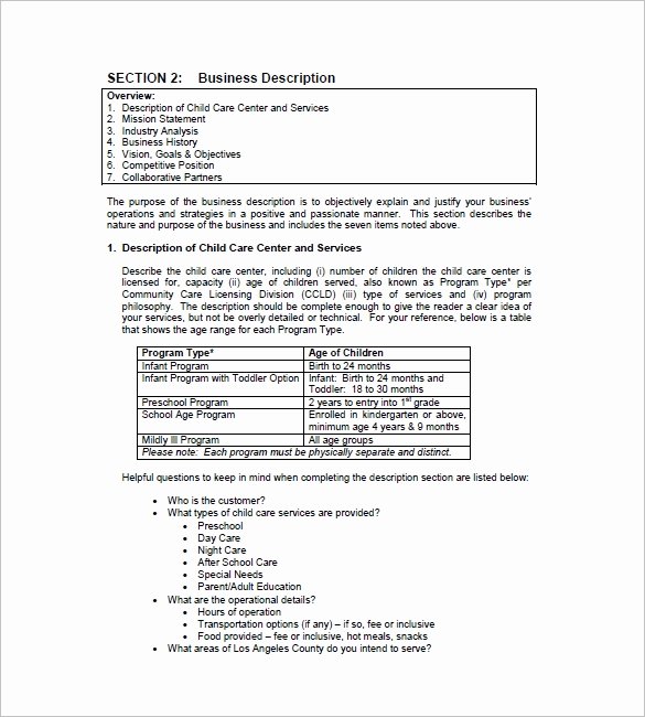 Daycare Business Plan Template Free Download Lovely Daycare Business Plan Template 14 Free Word Excel Pdf