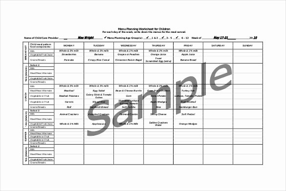 Daycare Business Plan Template Free Download New 13 Daycare Menu Templates Psd Ai Word