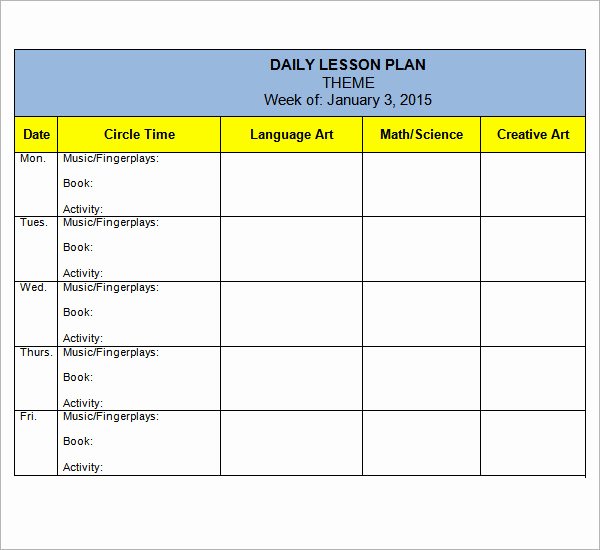 Daycare Lesson Plan Template Best Of Preschool Lesson Plan Template 10 Download Free