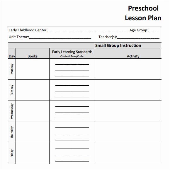 Daycare Lesson Plan Template Fresh Sample Preschool Lesson Plan 10 Pdf Word formats