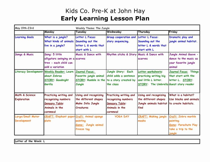 Daycare Lesson Plan Template Unique Preschool Lesson Plans