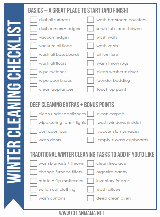 Deep Cleaning Checklist for Housekeeper Awesome Free Winter Cleaning Checklist Clean Mama