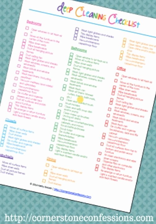 Deep Cleaning Checklist for Housekeeper Beautiful Deep Cleaning Checklist Free Printable
