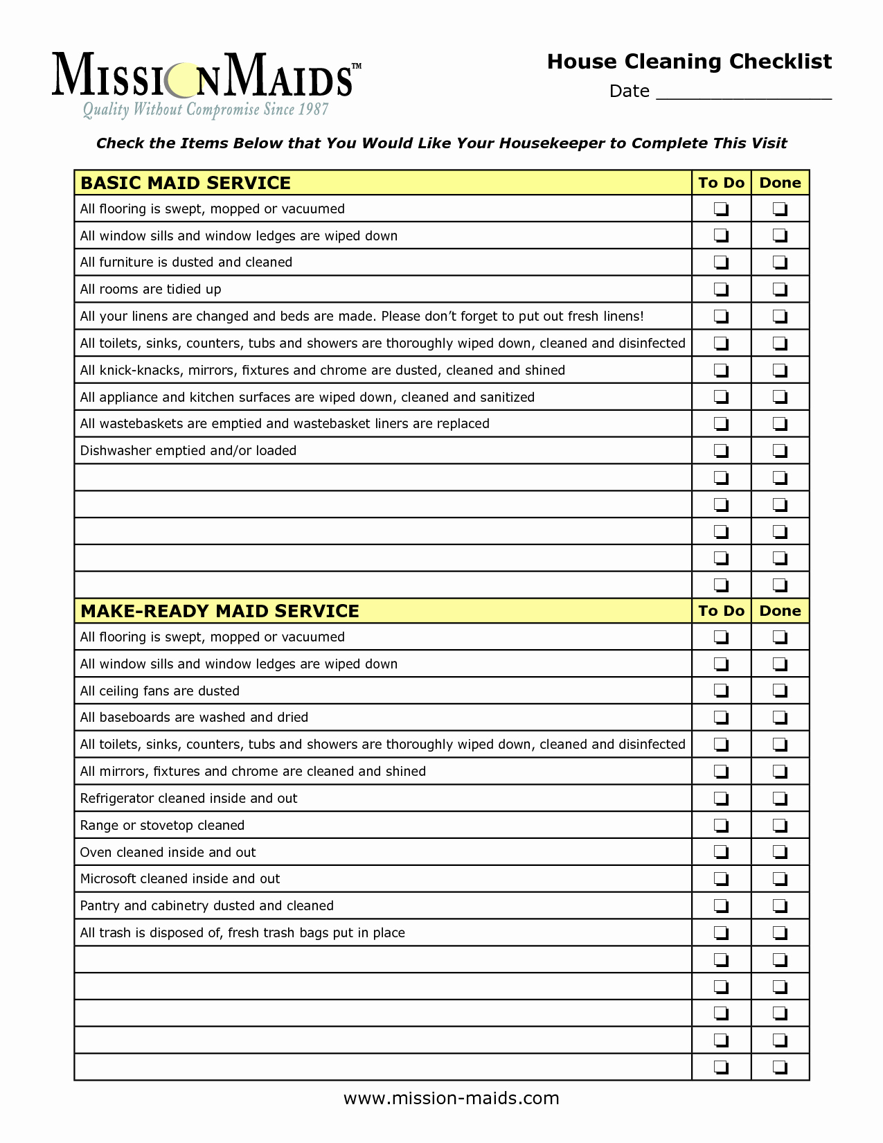 Deep Cleaning Checklist for Housekeeper Best Of Housekeeping Checklist
