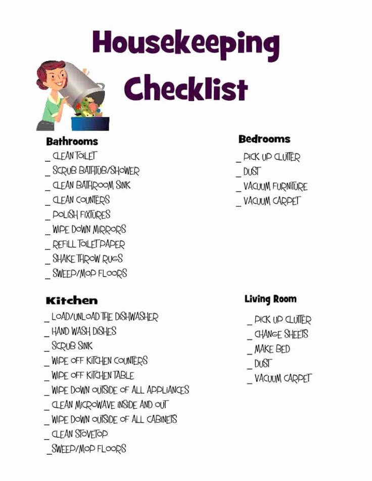 Cleaning Lady Checklist