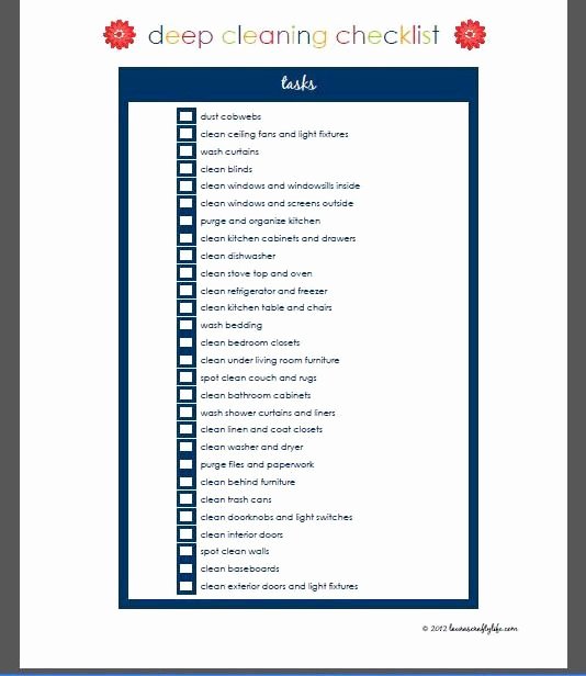 Deep Cleaning Checklist for Housekeeper Inspirational Printable Deep Cleaning Checklist for the Home