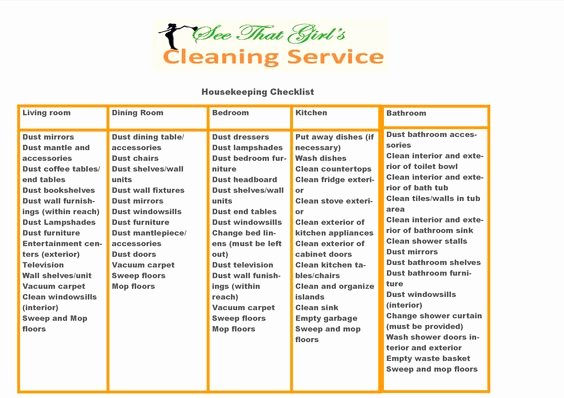 Deep Cleaning Checklist for Housekeeper New Housekeeping Checklist Related Cleaning Pics