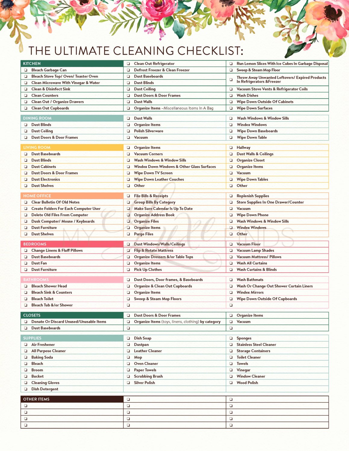 Deep Cleaning Checklist for Housekeeper New the Ultimate House Cleaning Checklist Printable Pdf