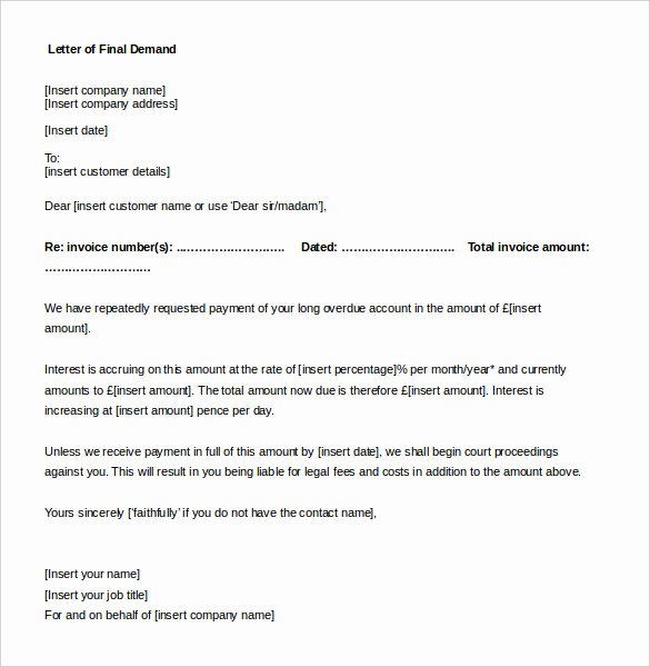 Demand Letter Template for Money Owed Awesome Demand Letter Template