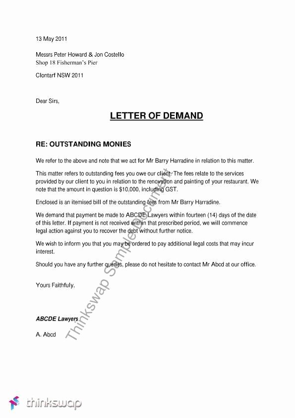 Demand Letter Template for Money Owed Elegant Sample Demand Letter for Return Earnest Money