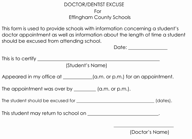 Dental Excuse Letter for Work Inspirational Doctors Note Template 10 Professional Samples to Create