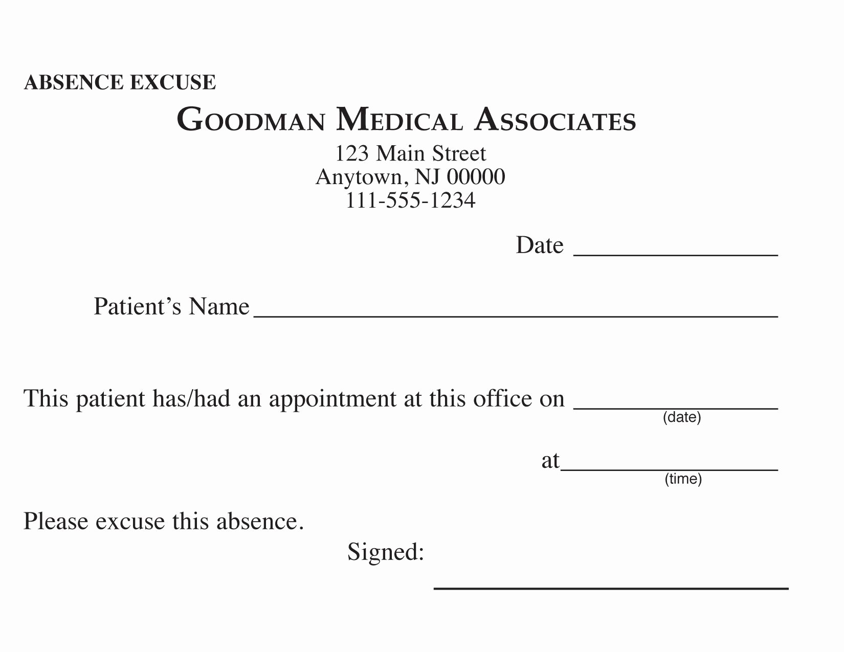 Dental Excuse Letter for Work Lovely Blank Printable Doctor Excuse form