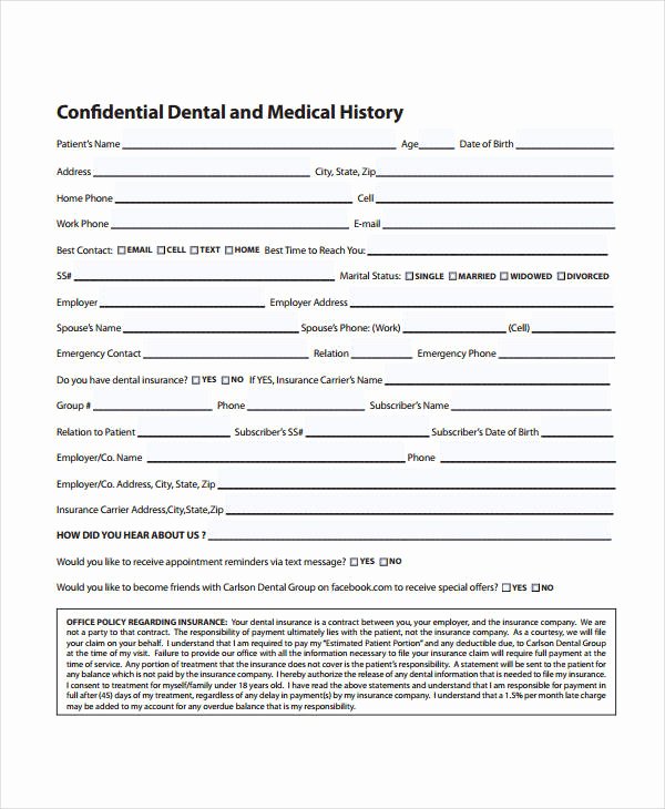 Dental Patient forms Template Best Of Medical History form 9 Free Pdf Documents Download