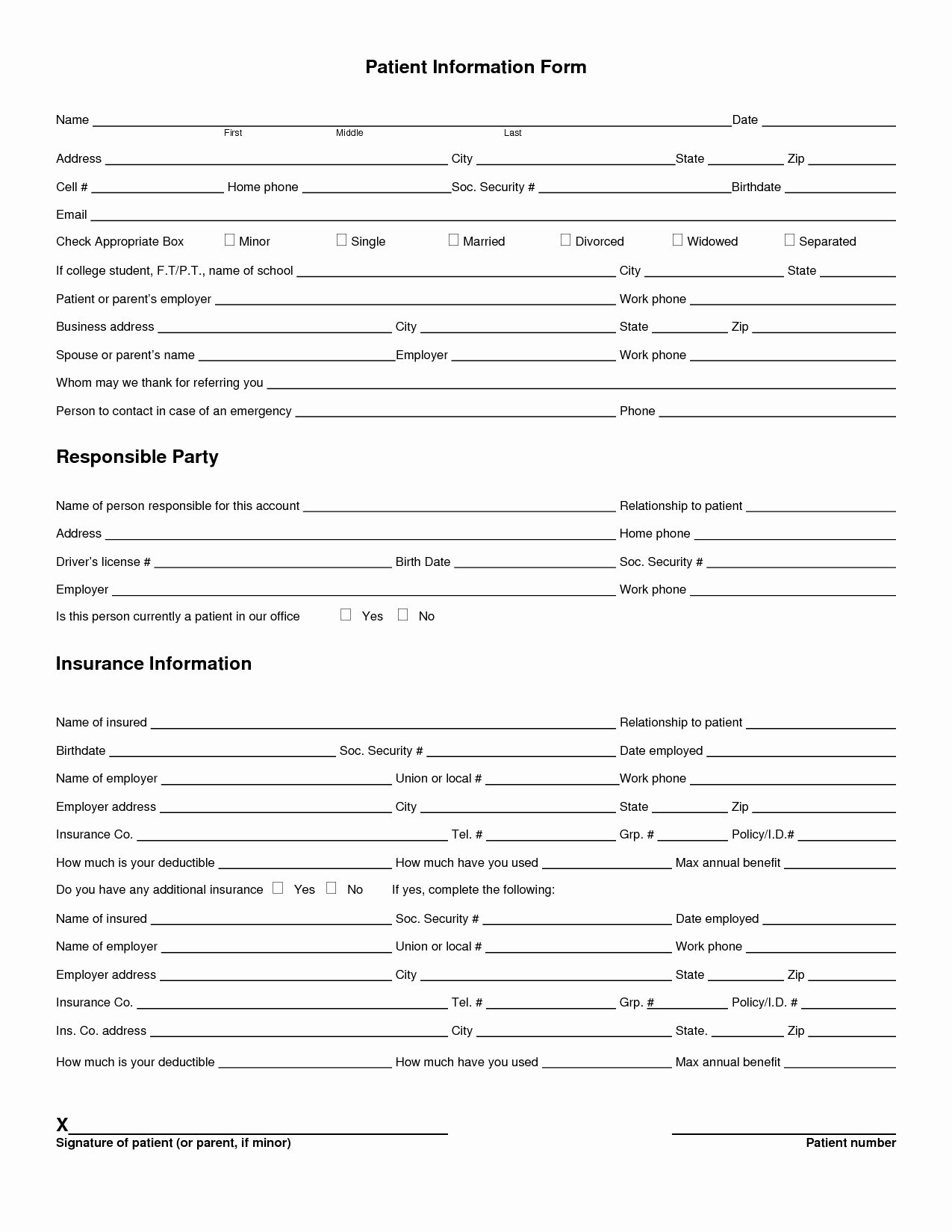 Dental Patient forms Template Fresh Best S Of Printable Patient Registration forms