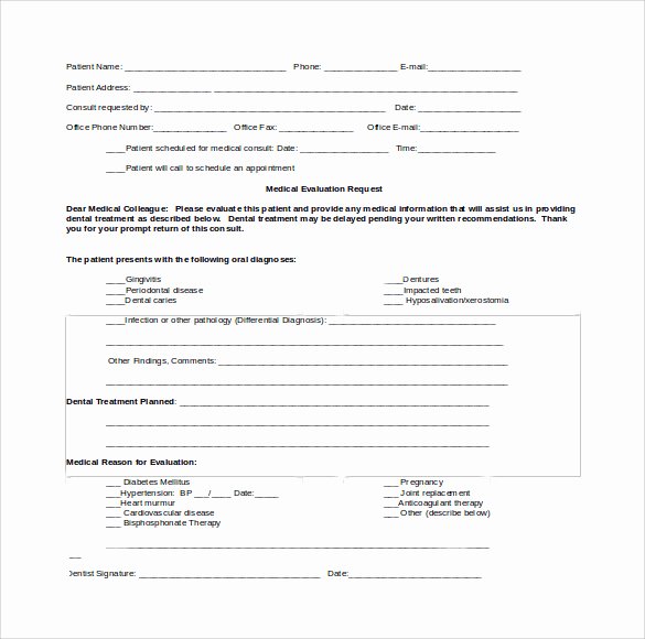 Dental Patient forms Template Fresh Sample Medical Consultation form 11 Download Free