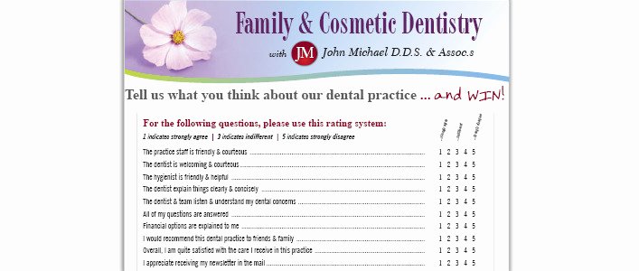 Dental Patient forms Template Inspirational Dental Patient Satisfaction Survey Questionnaire