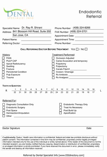 Dental Patient forms Template Lovely Dental Specialist Info