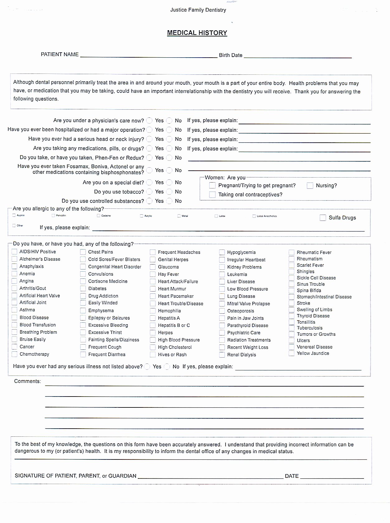 Dental Patient forms Template Lovely Medical History form – Medical form Templates