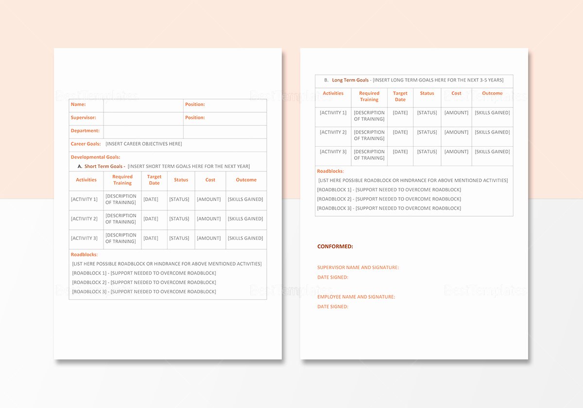 Design and Development Plan Template Fresh Career Development Plan Template In Word Google Docs