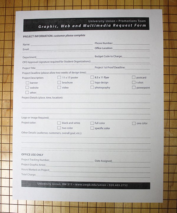 Design Request form Template New Uwgb Graphic Request form On Behance