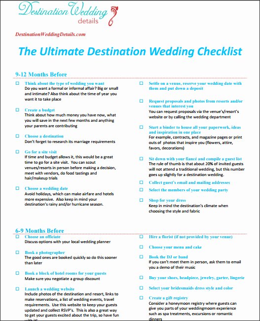 Destination Wedding Itinerary Template Elegant Checklist for Destination Wedding