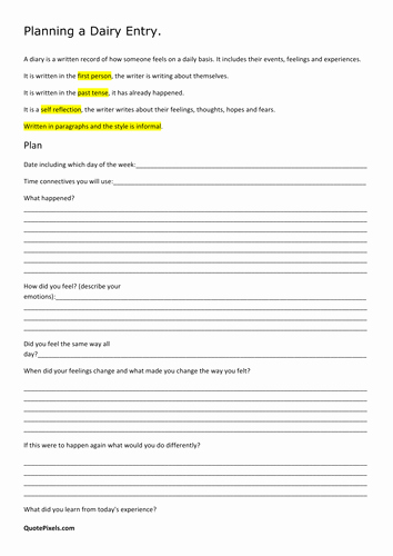 Diary Entry Template Word Best Of Ks2 Plan A Diary Entry by General Shahin Teaching