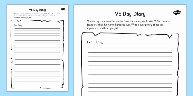 Diary Entry Template Word Best Of Ve Day Diary Writing Template Ve Day Diary Writing