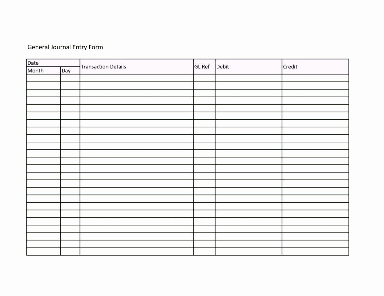 Diary Entry Template Word Unique Accounting Journal Template Excel