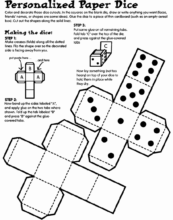 Dice Template Pdf Elegant Personalized Paper Dice Coloring Page