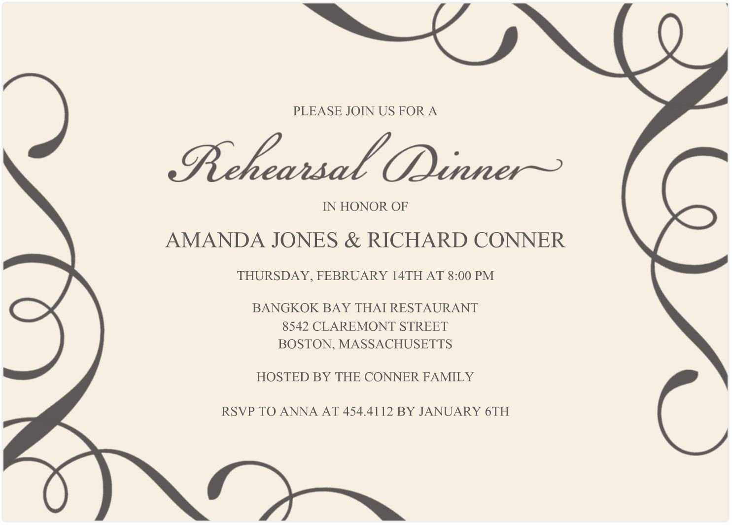 Dinner Invite Template Word Awesome Free Samples Wedding Invitation Cards