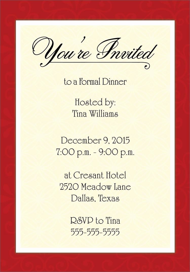 Dinner Invite Template Word Elegant Invitation Template Word