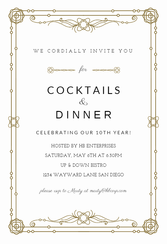 Dinner Invite Template Word Fresh Classic Border Business event Invitation Template Free