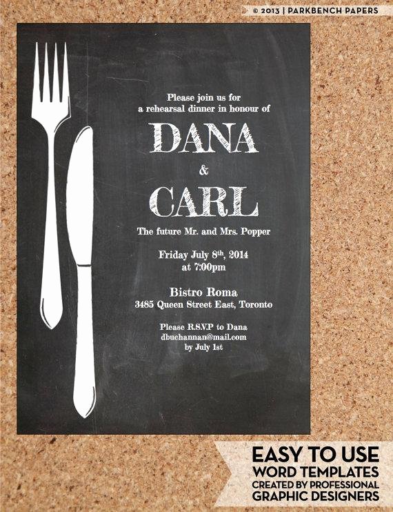 Dinner Invite Template Word Inspirational Rehearsal Dinner Invitation Chalkboard Chic Diy Word