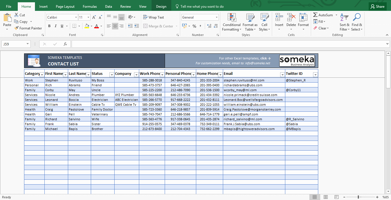 Directory Template Excel Awesome Contact List Template In Excel