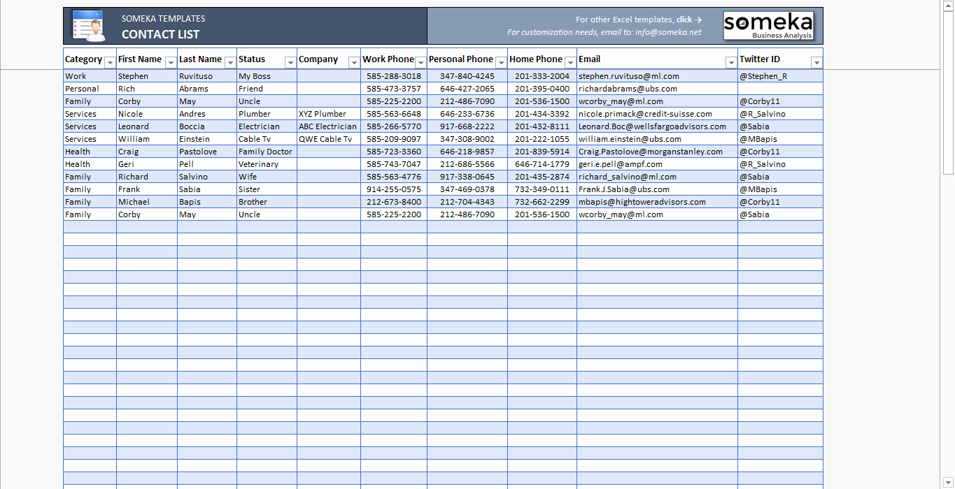 Directory Template Excel Beautiful Contact List Template In Excel