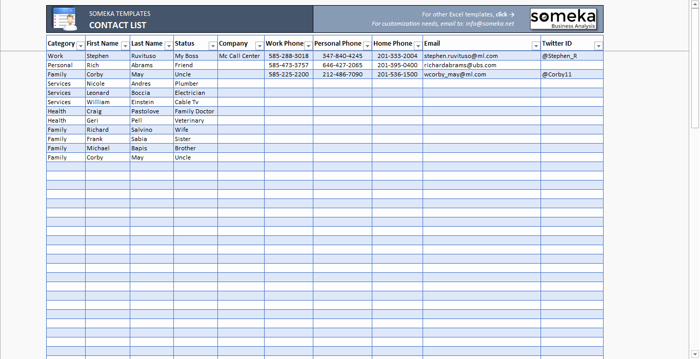 Directory Template Excel Luxury Contact List Template In Excel
