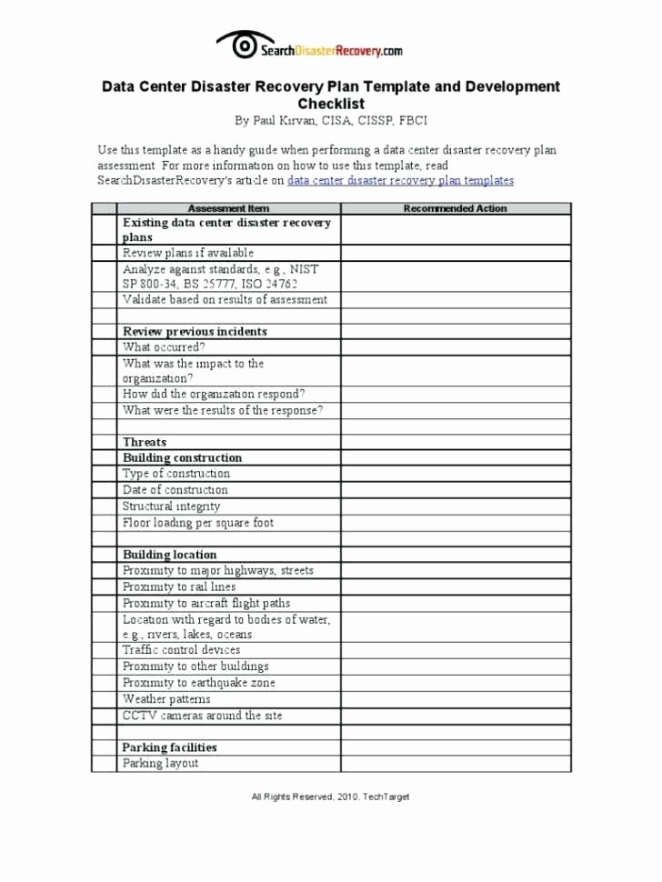 Disaster Recovery Plan Template Nist Luxury Nist 800 34 Business Impact Analysis Contingency Planning