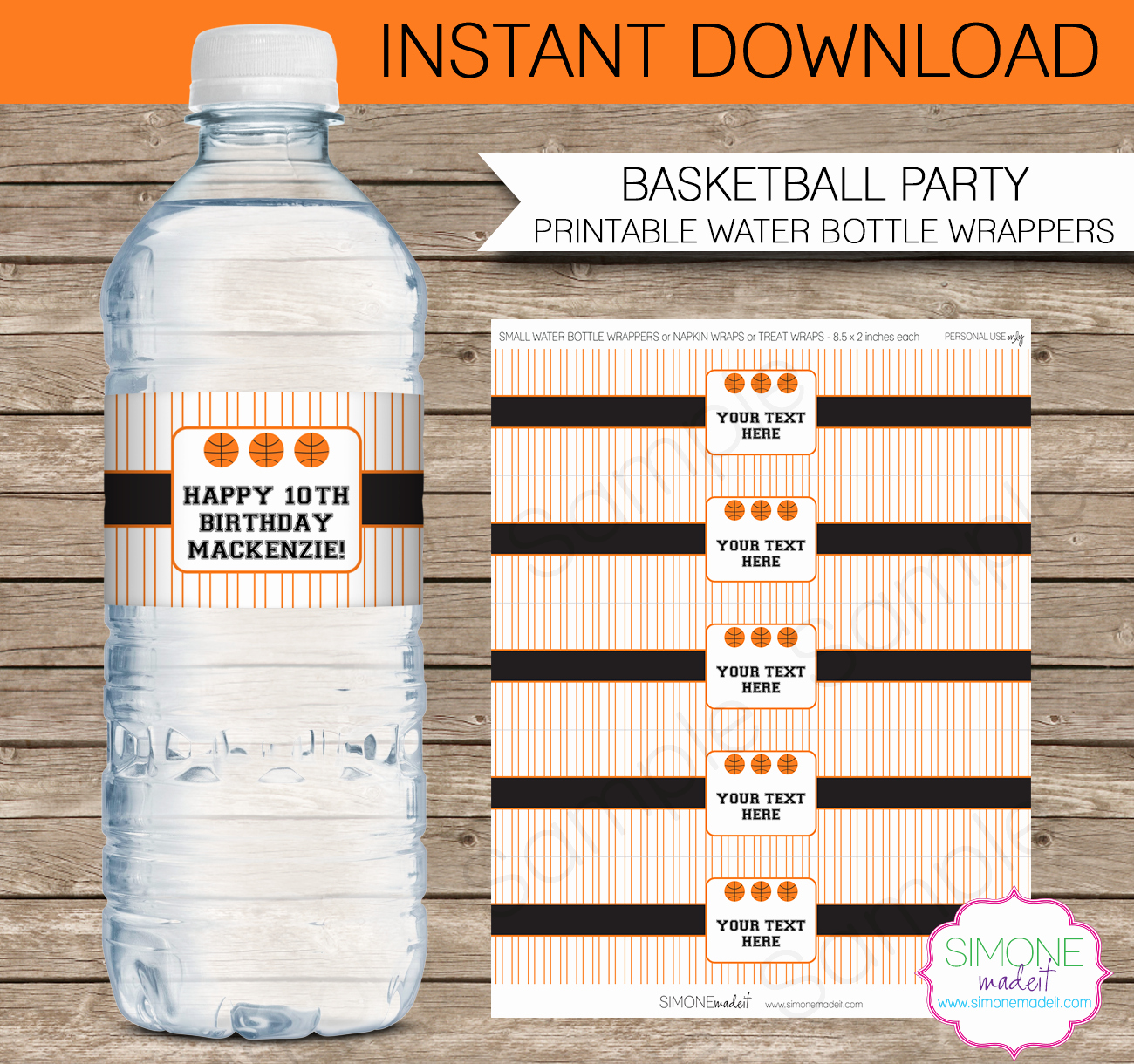 Diy Water Bottle Label Template Inspirational Basketball Party Water Bottle Labels