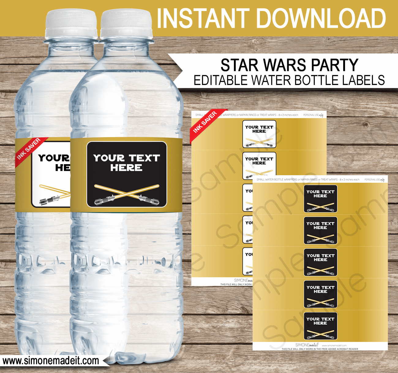 Diy Water Bottle Label Template Luxury Gold Star Wars Water Bottle Labels