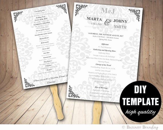 Diy Wedding Fan Template Beautiful Wedding Program Fan Template Diy Instant Download Microsoft