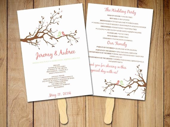 Diy Wedding Fan Template Best Of Diy Wedding Program Fan Template Love Bird by