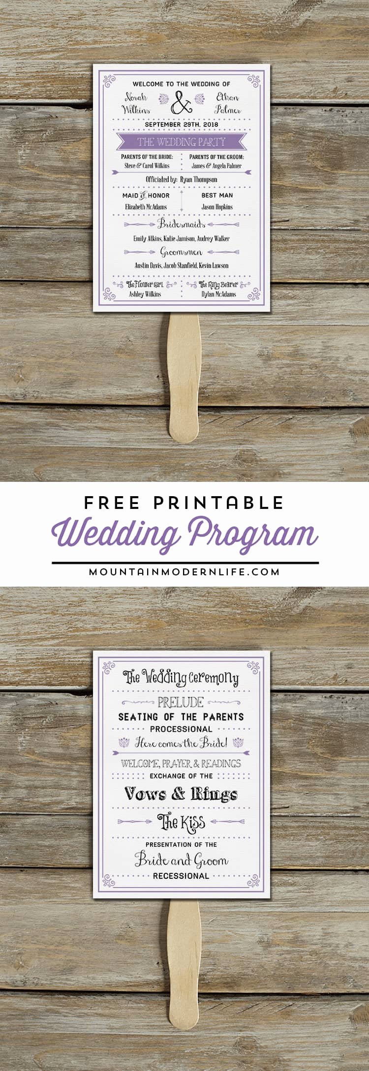 Diy Wedding Fan Template Fresh Free Printable Wedding Program