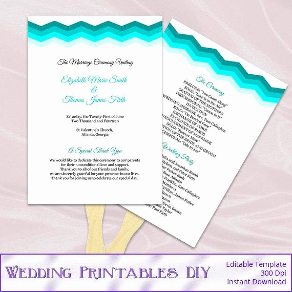 Diy Wedding Program Fan Templates Awesome Teal Wedding Program Fans Template Diy by Weddingprintablesdiy