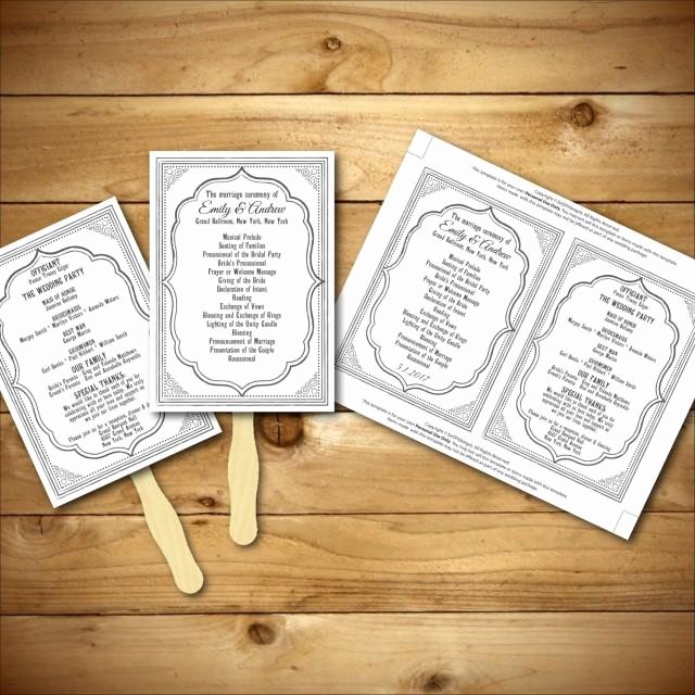 Diy Wedding Program Fan Templates Inspirational Wedding Program Template Printable Wedding Program Diy