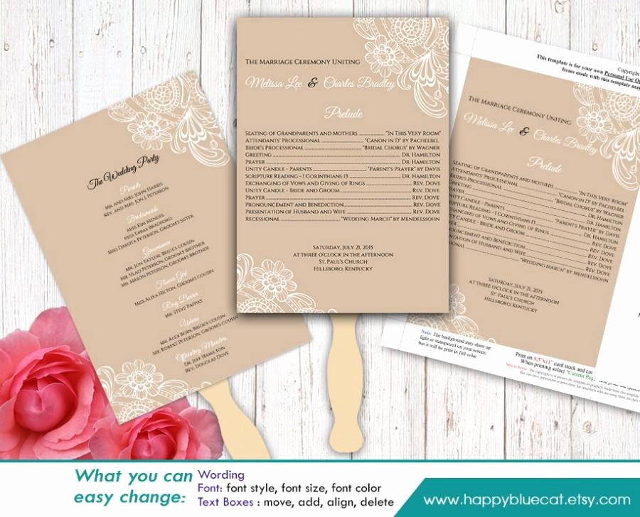 Diy Wedding Program Fan Templates Luxury Diy Printable Wedding Fan Program Template Instant