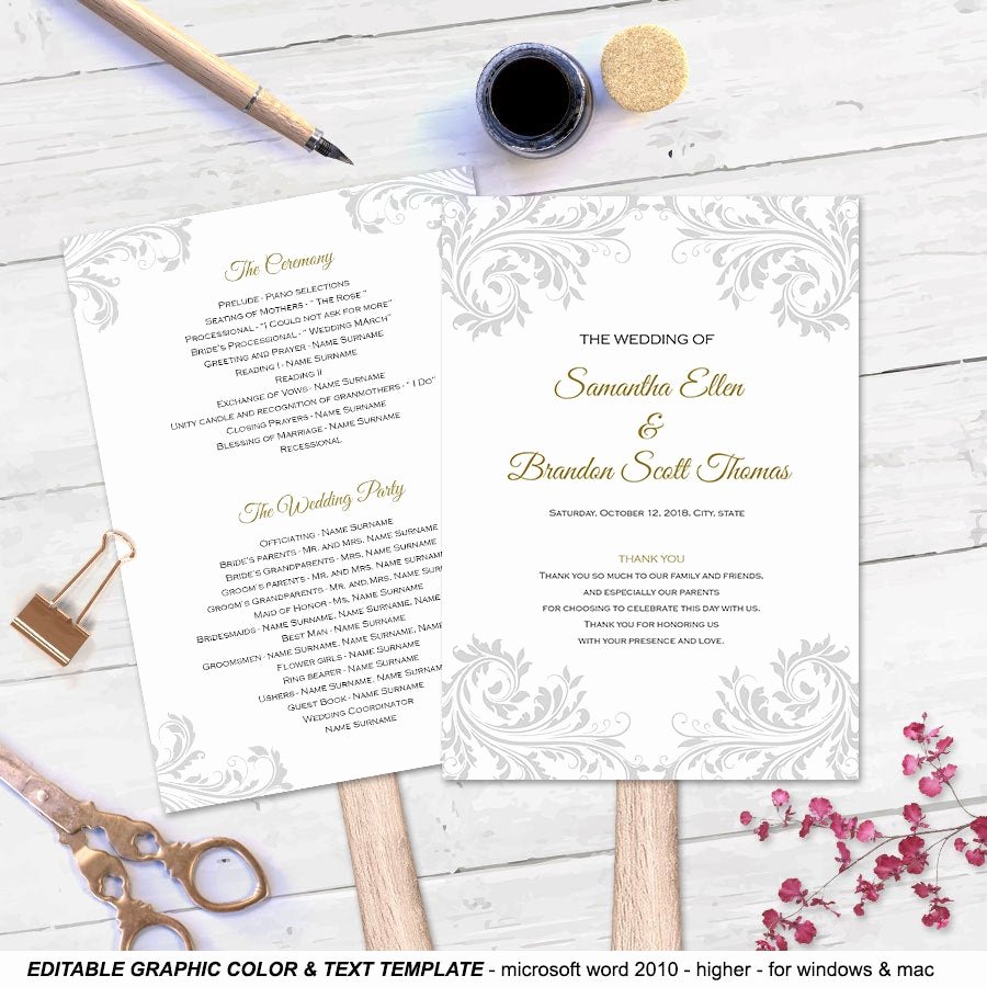 Diy Wedding Program Fan Templates Luxury Diy Wedding Fan Program Fan Wedding Program Templates
