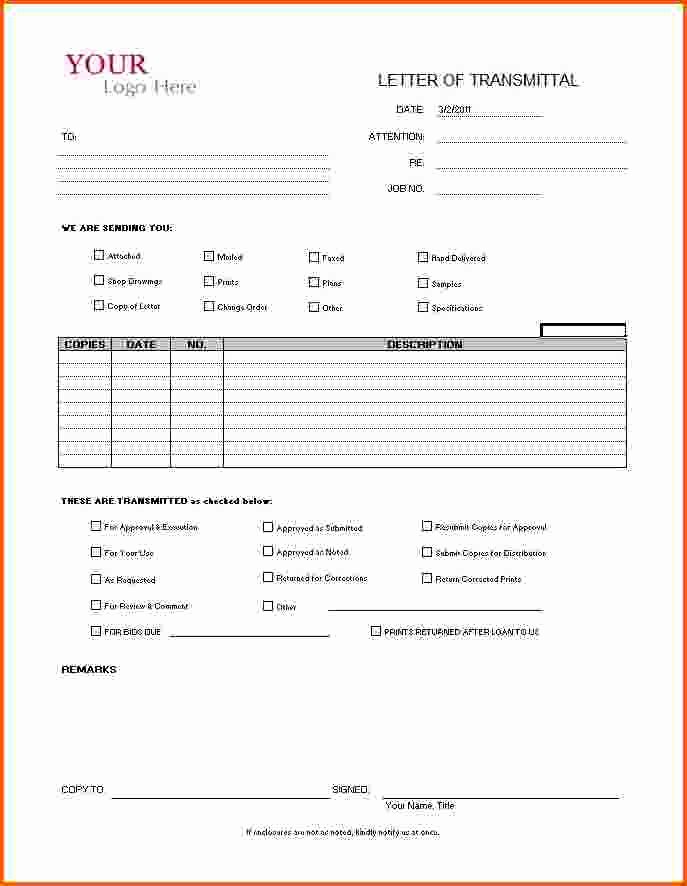 Document Transmittal form Template Best Of 8 Transmittal Letter Template