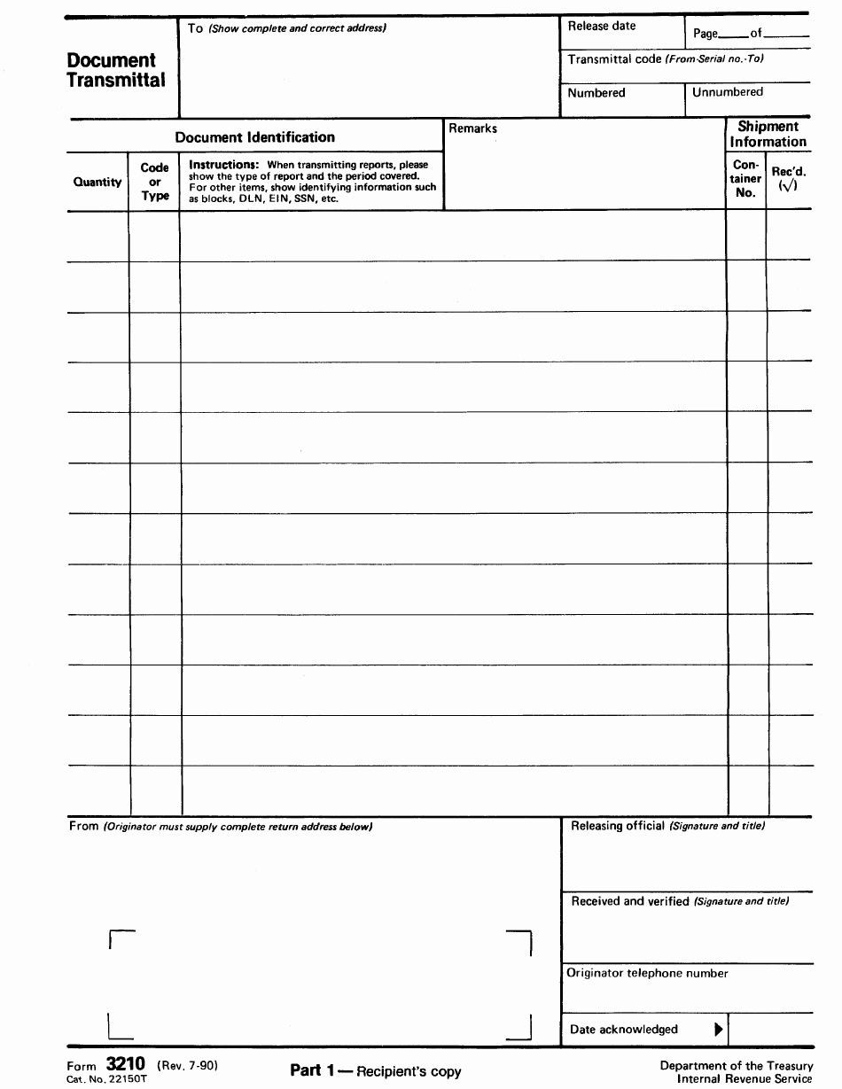 Document Transmittal form Template New form 3210 Document Transmittal Printable Pdf